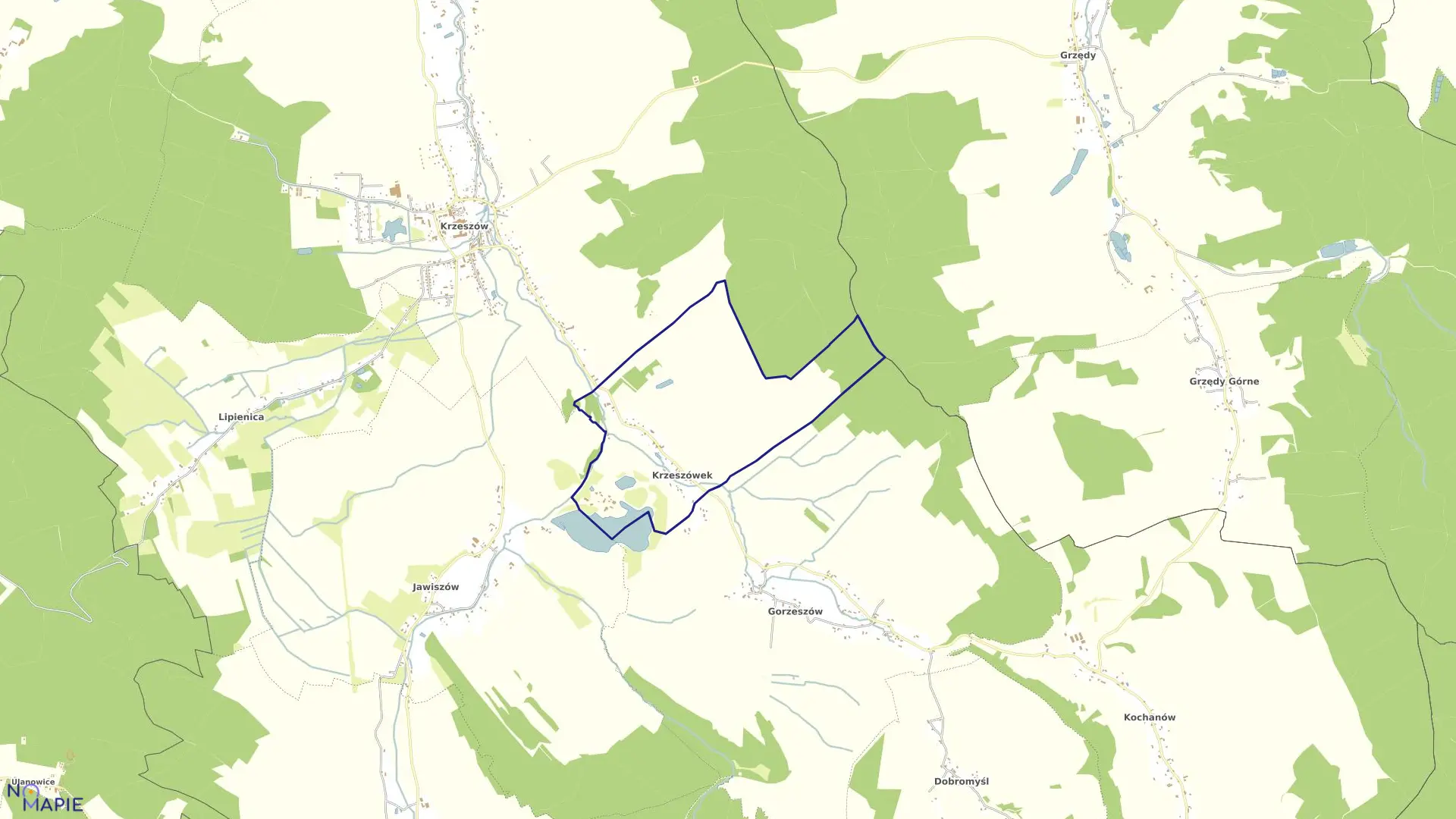 Mapa obrębu KRZESZÓWEK w gminie Kamienna Góra