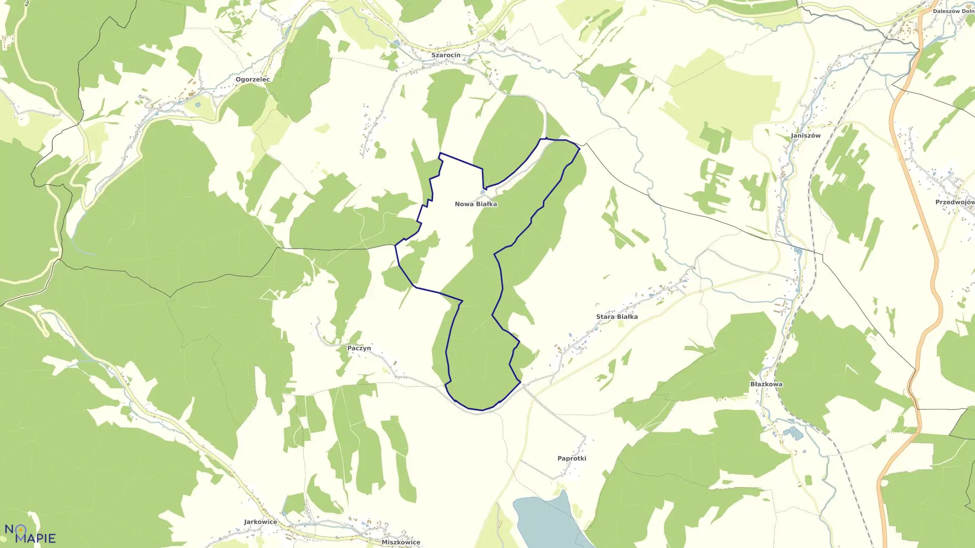 Mapa obrębu NOWA BIAŁKA w gminie Kamienna Góra